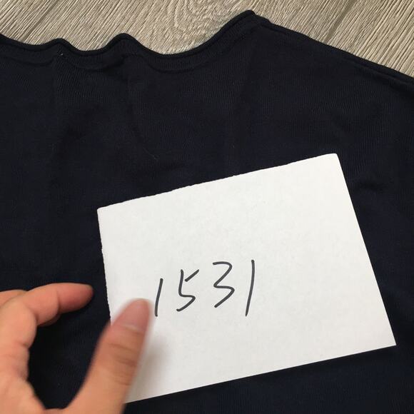 Zara Knit Short Sleeve Switching Navy Blue Shadow Stripe White S Ladies - Picture 9 of 9